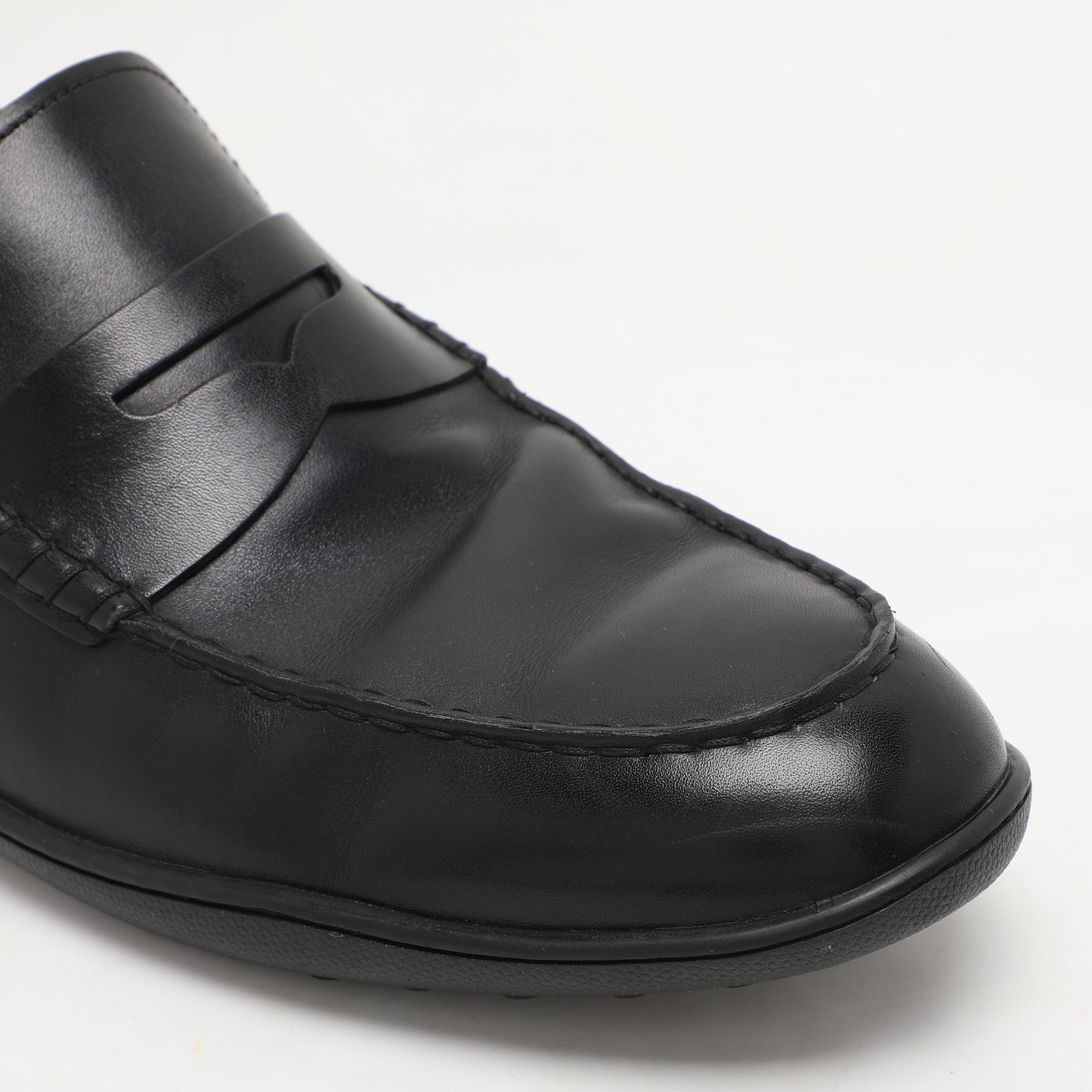 Tod`s Black Leather Driver Loafers Size 44.5 