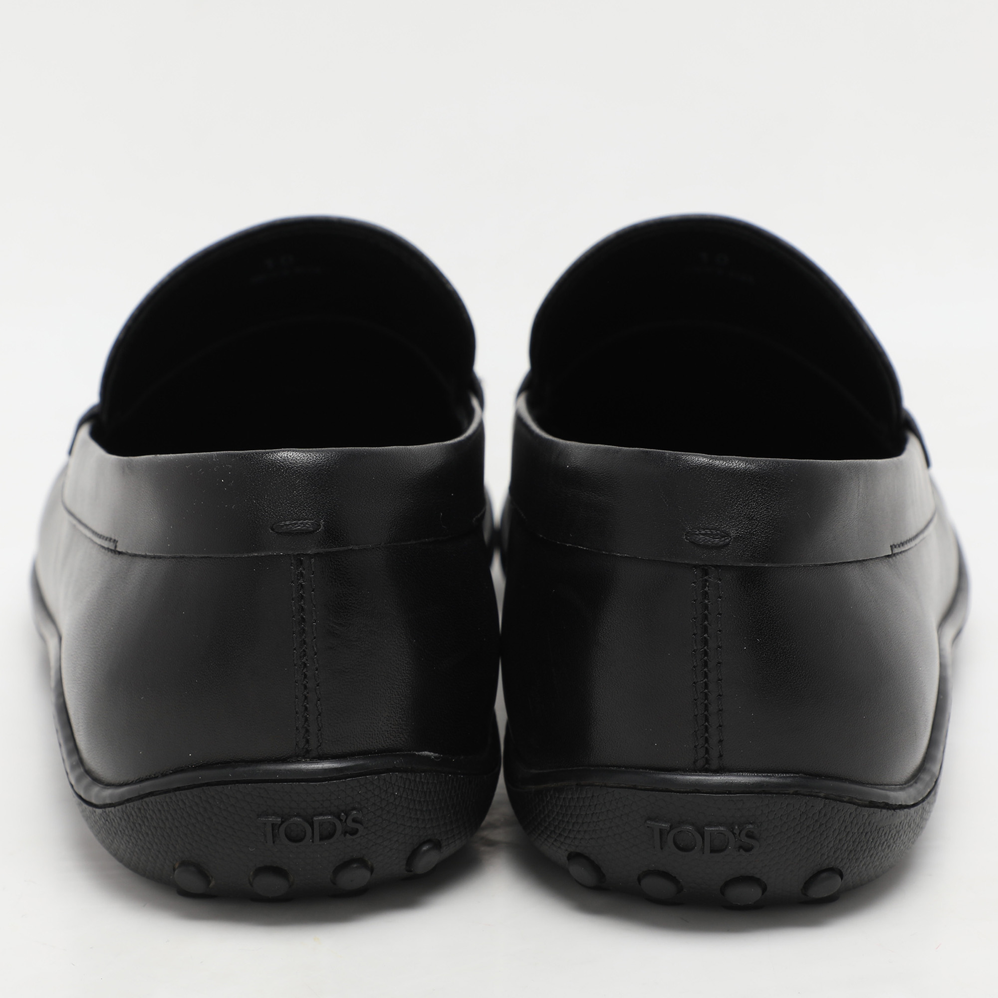 Tod`s Black Leather Driver Loafers Size 44.5 