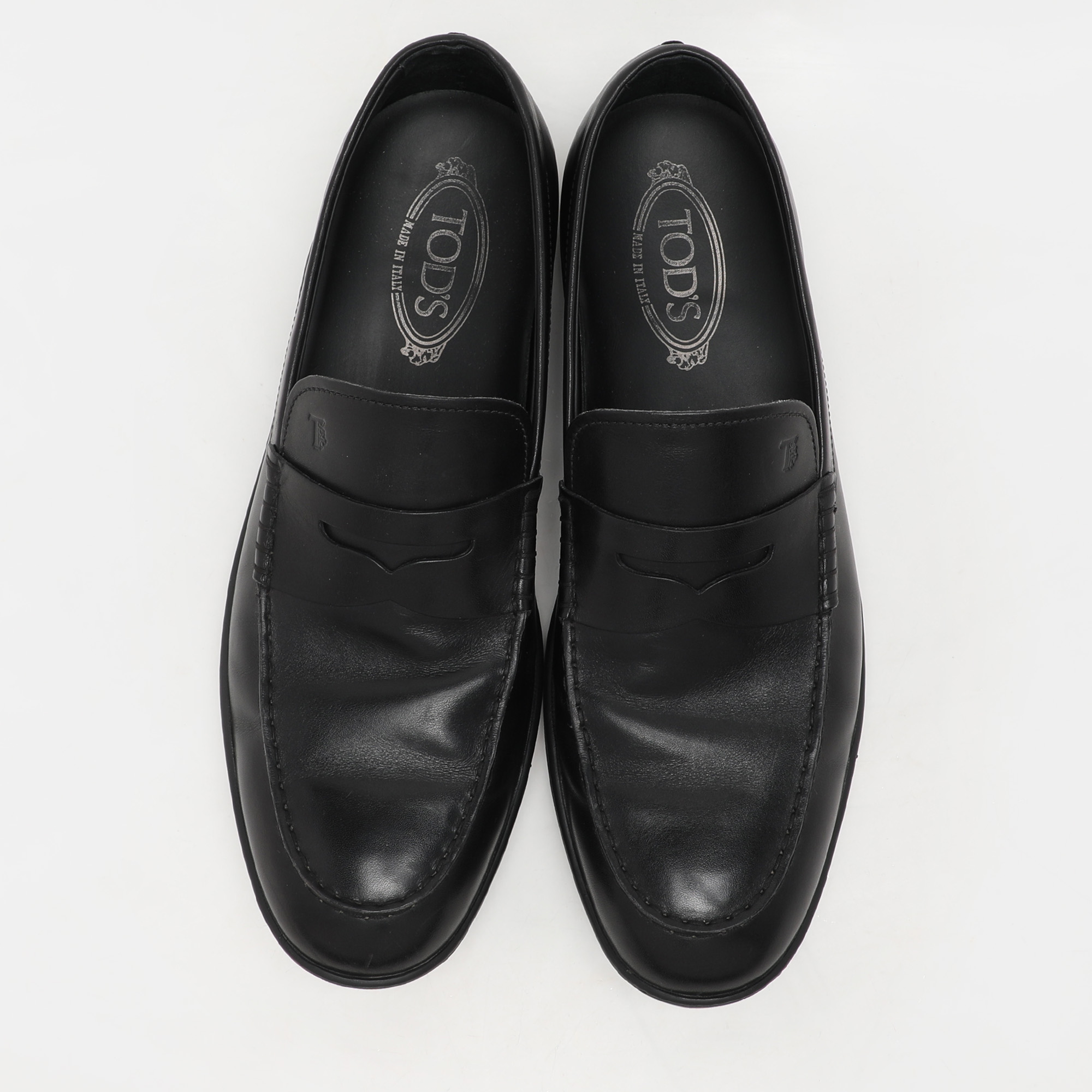 Tod`s Black Leather Driver Loafers Size 44.5 