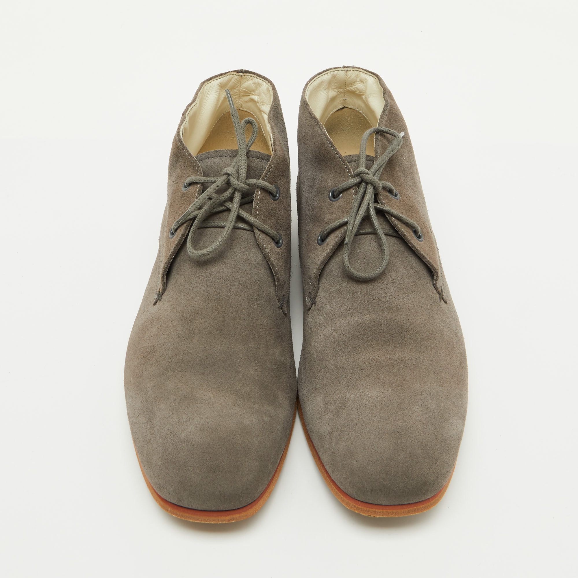Tod`s Grey Suede Lace Up Ankle Length Boots Size 44 