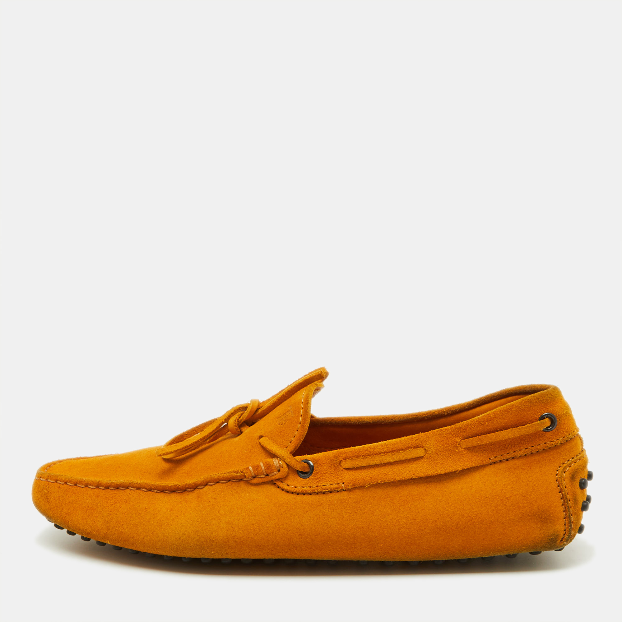 

Tod's Mustard Yellow Suede Slip On Driver Loafers Size 43