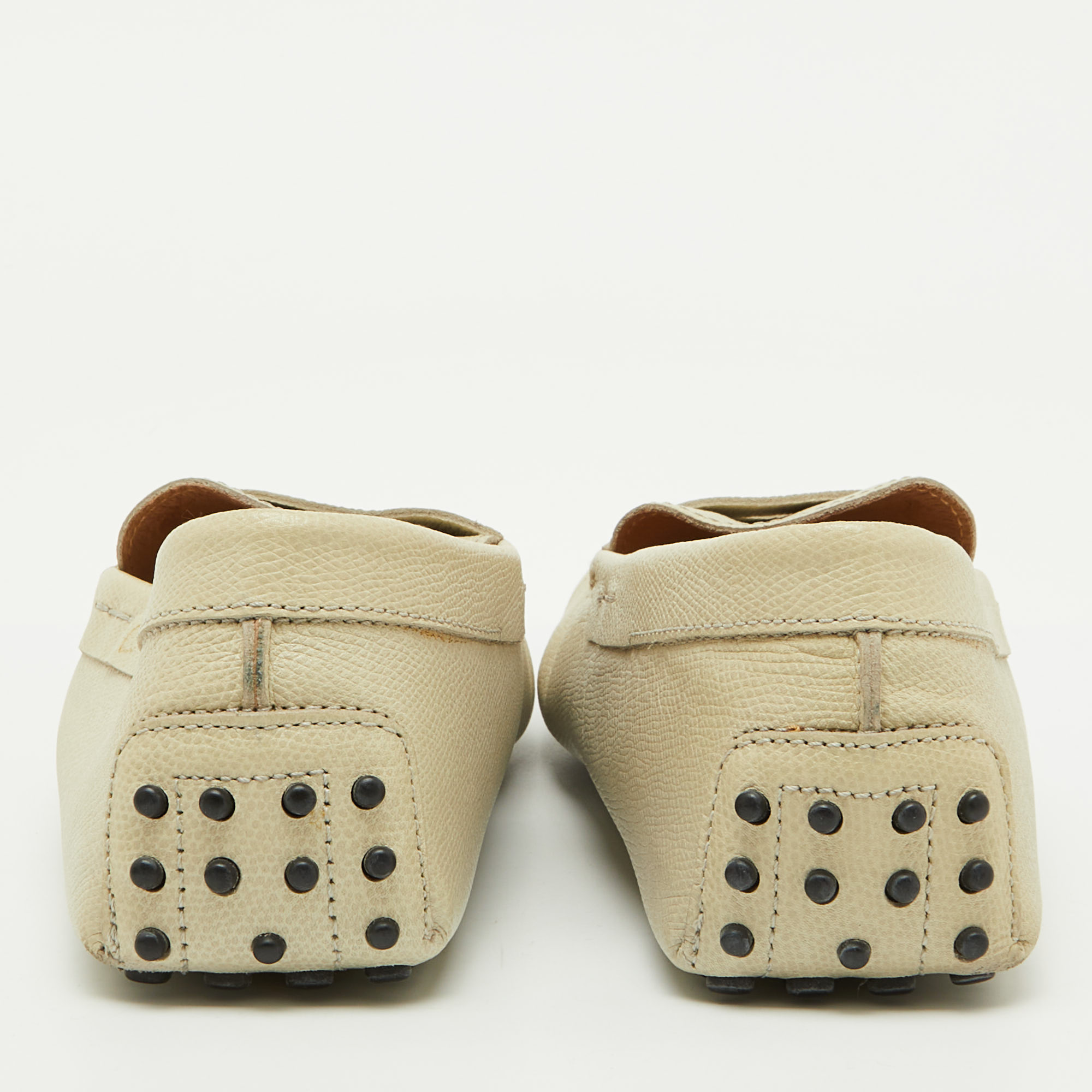 Tod`s Off White Leather Slip On Loafers Size 44 