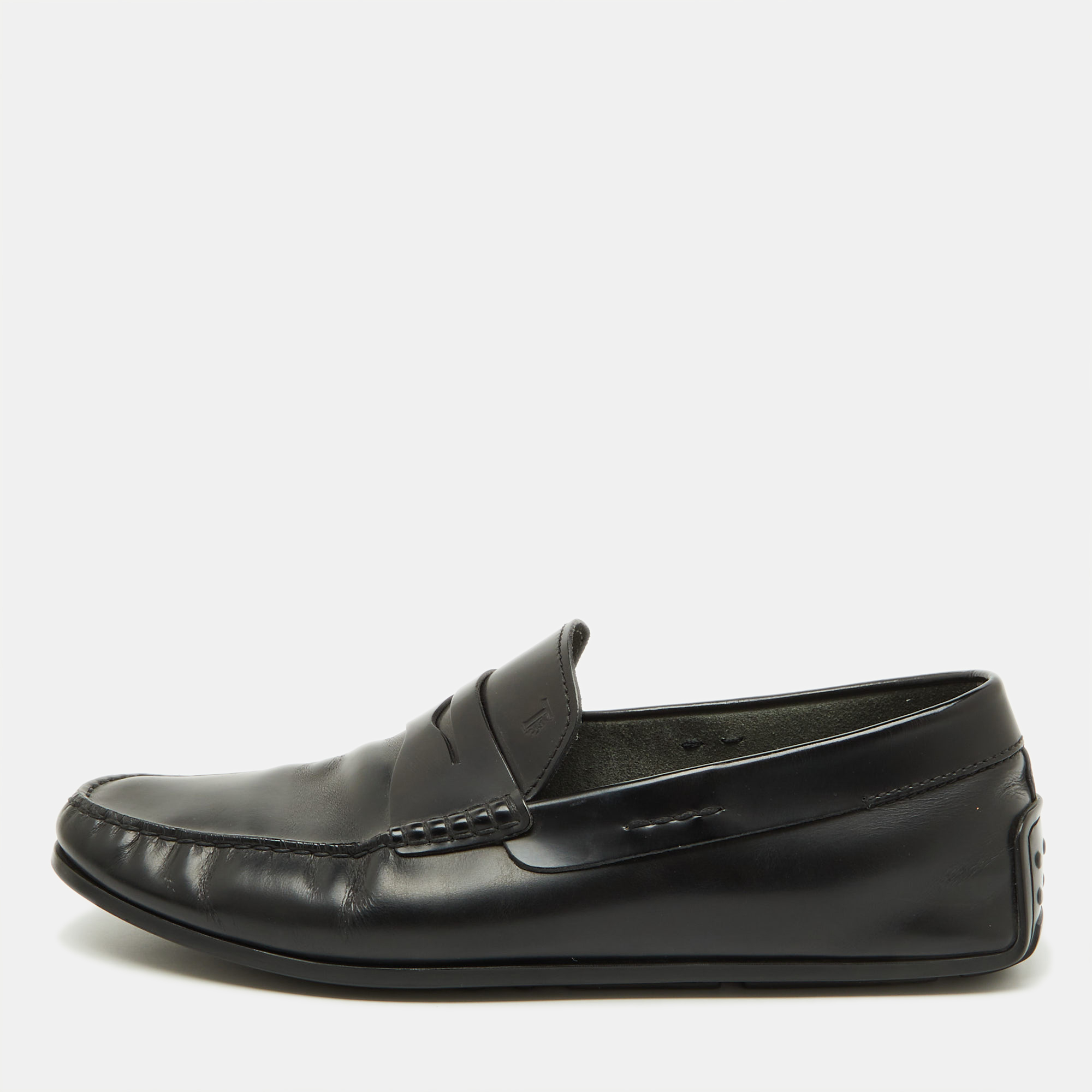 

Tod's Black Leather Slip On Loafers Size 44