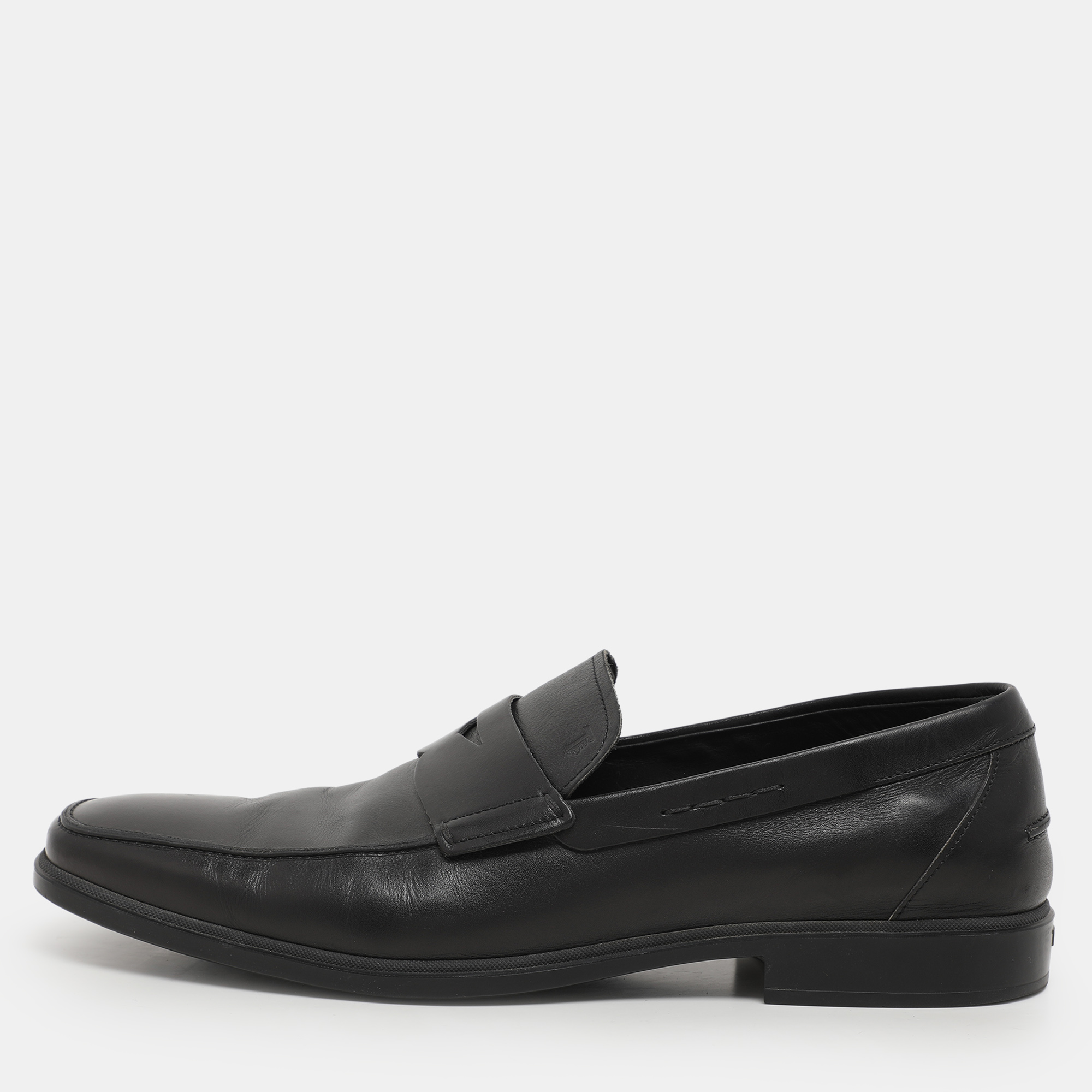 

Tod's Black Leather Penny Loafers Size 45.5