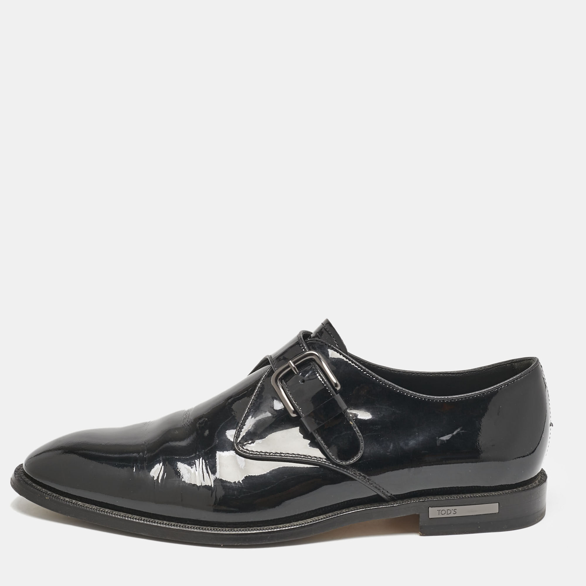 

Tod's Black Patent Leather Single Flap Monk Strap Size 42