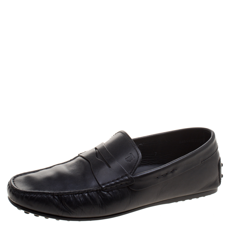 Tod's Black Leather Driving Penny Loafers Size 41
