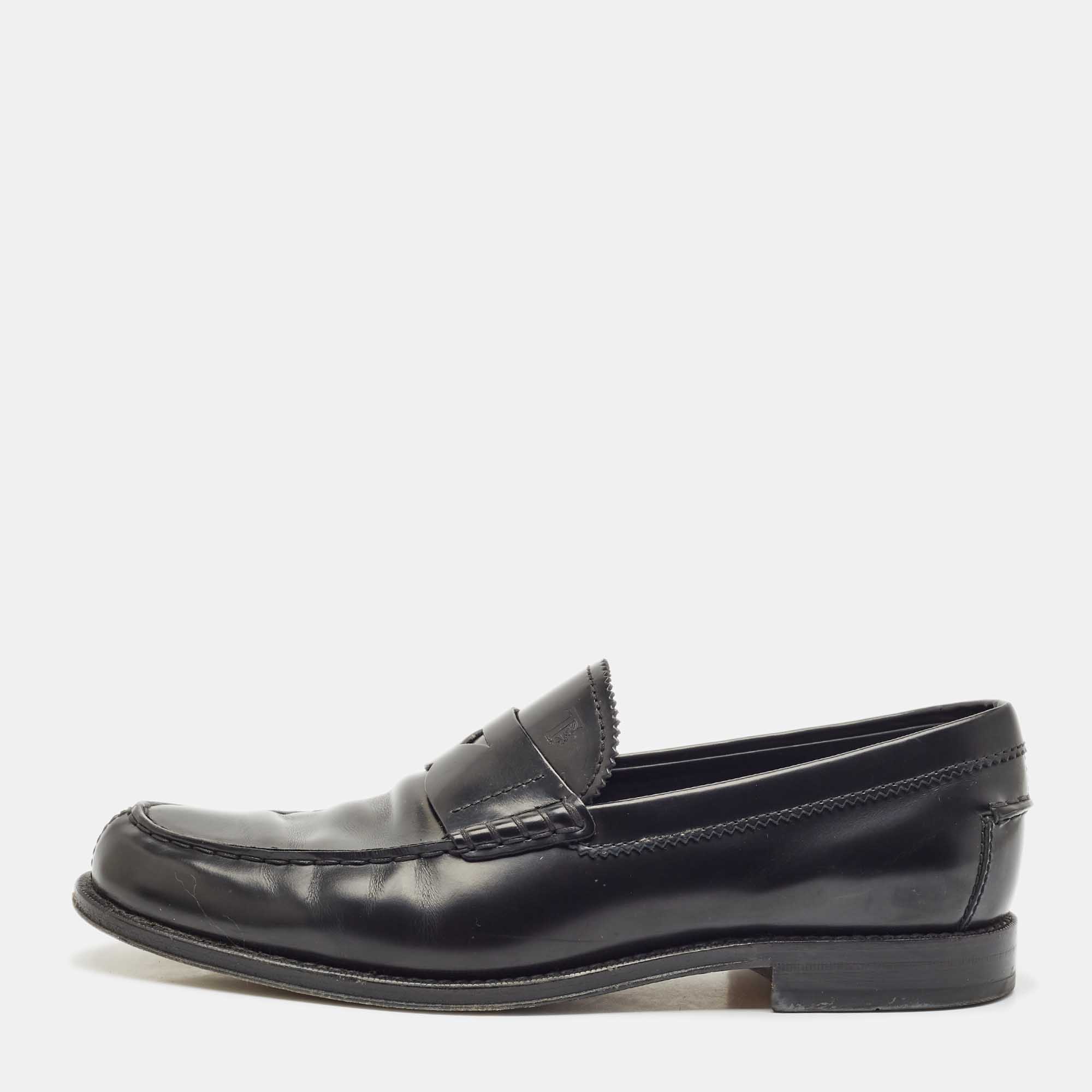 

Tod's Black Leather Slip On Loafers Size 42