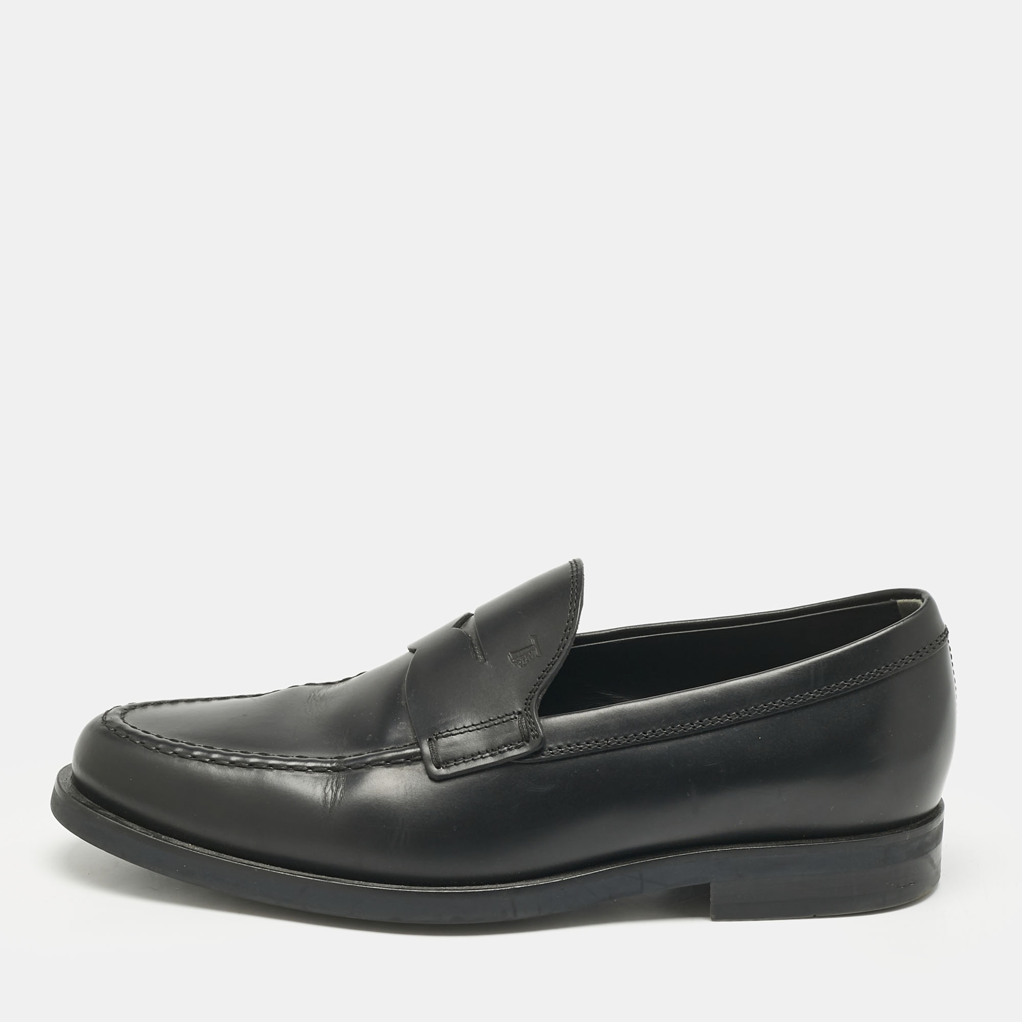 

Tod's Black Leather Penny Slip On Loafers Size 41.5