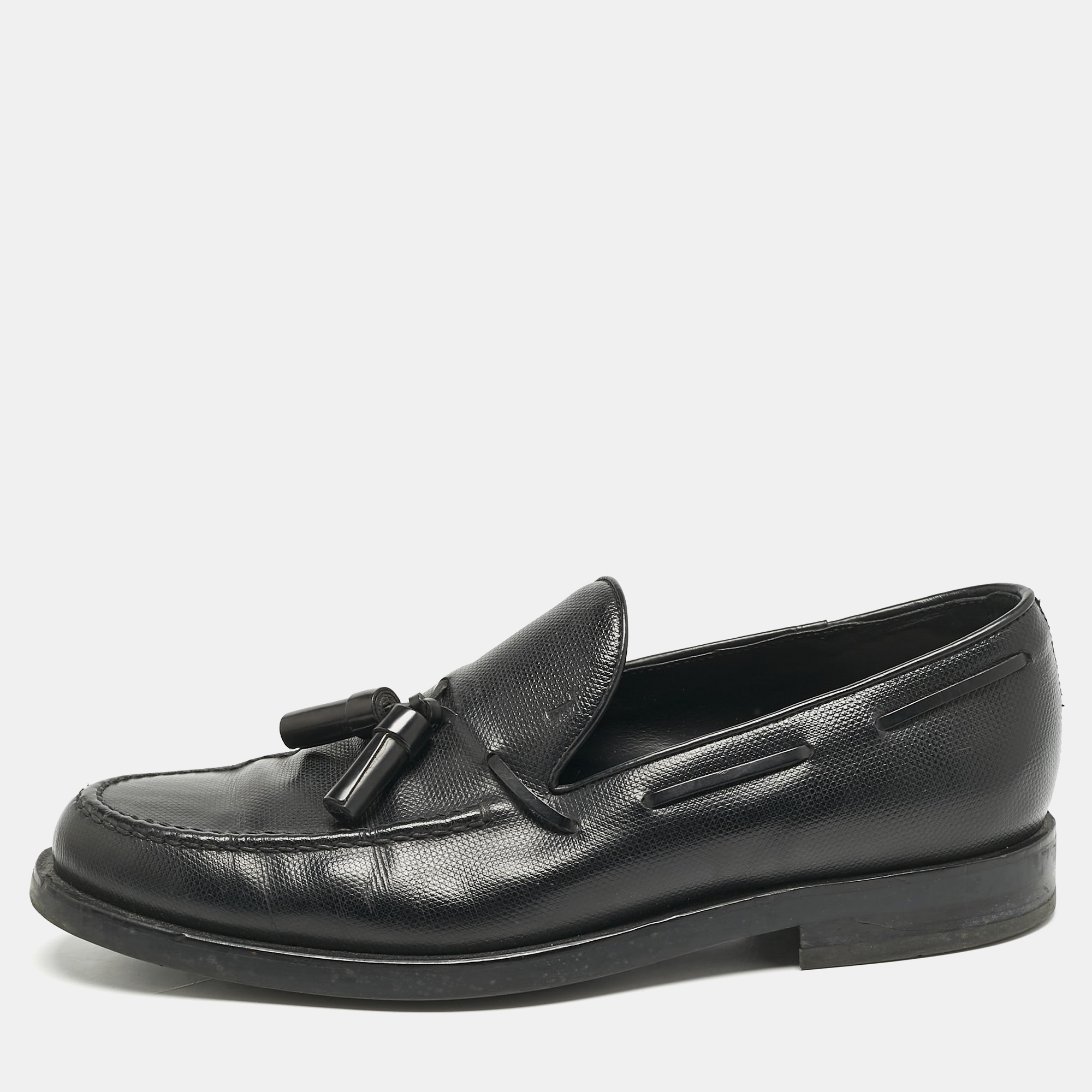 

Tod's Black Leather Tassel Detail Loafers Size 42