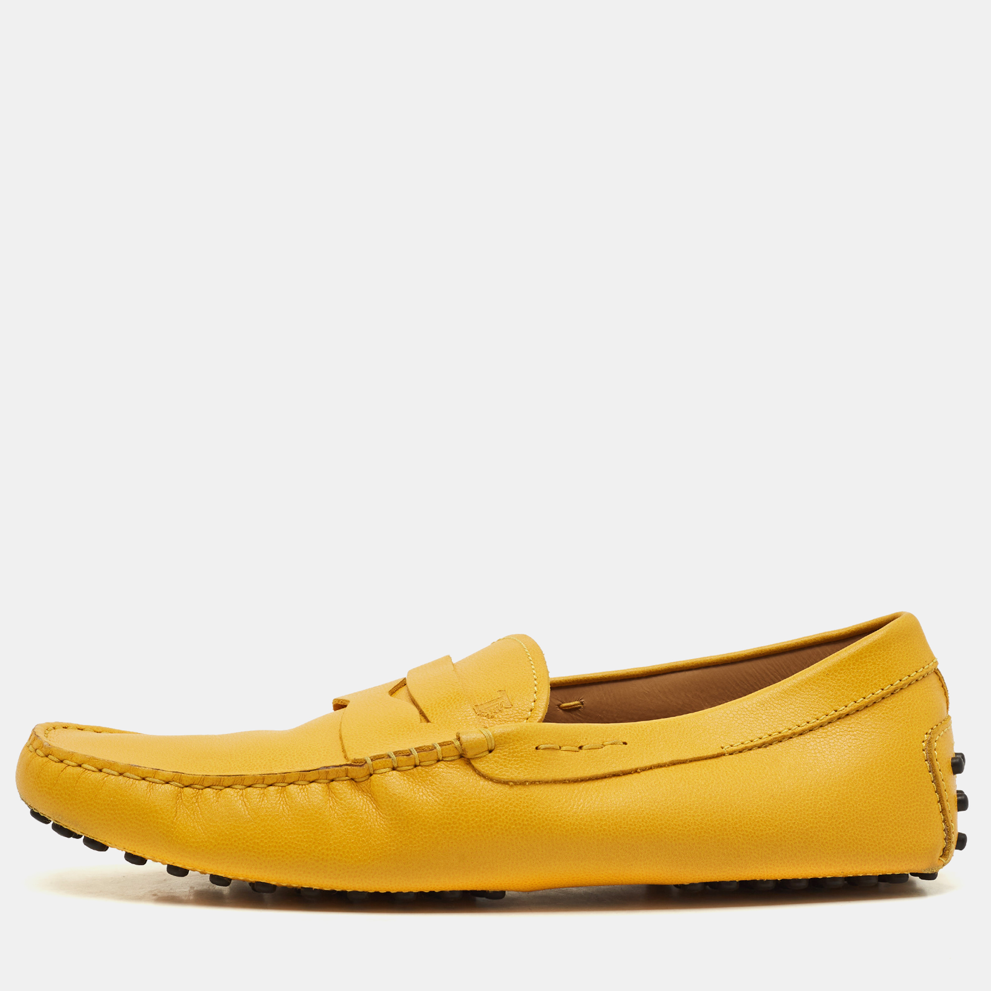 

Tod's Yellow Leather Slip On Loafers Size 41.5