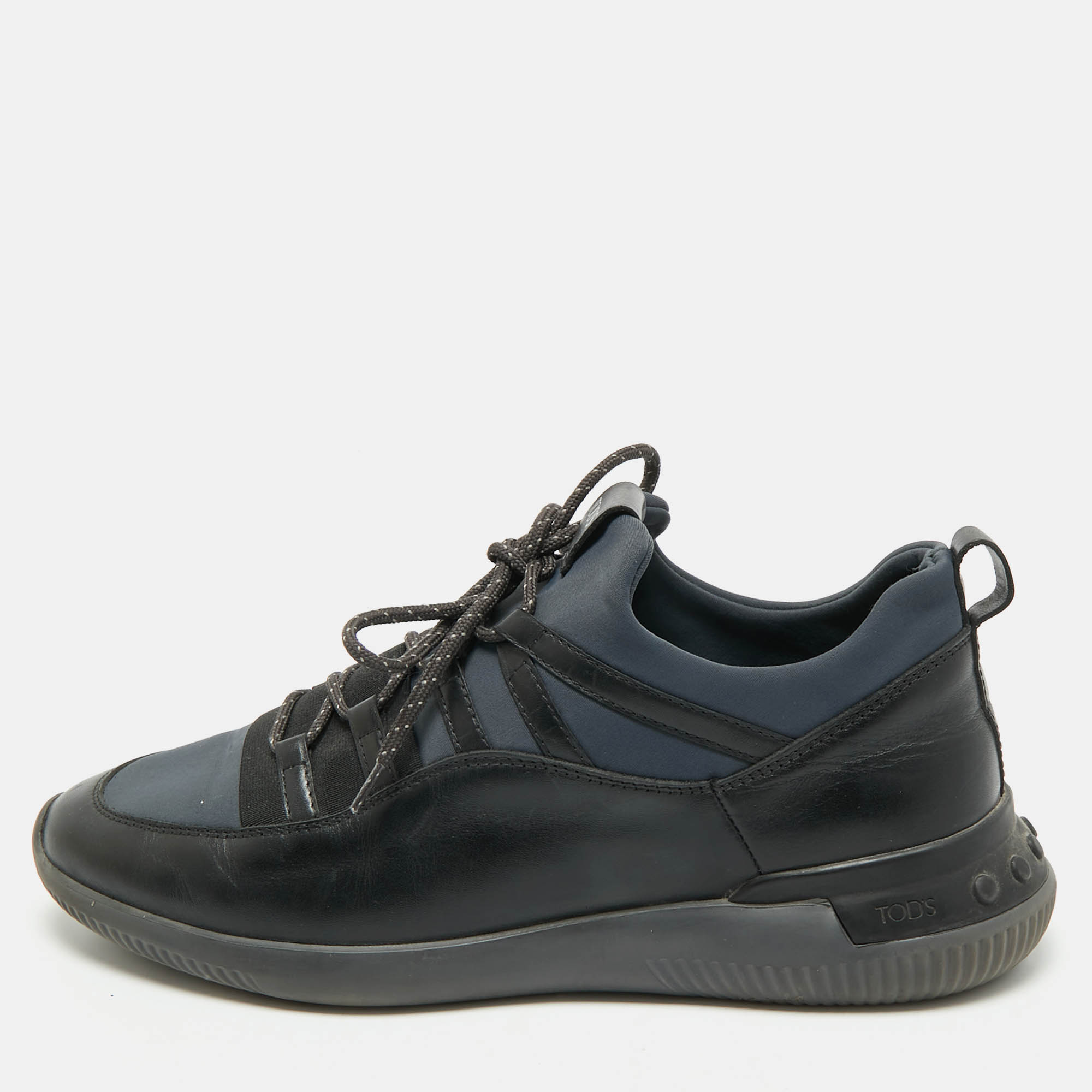 

Tod's Black/Blue Leather and Neoprene Nuovo Sneakers Size 43