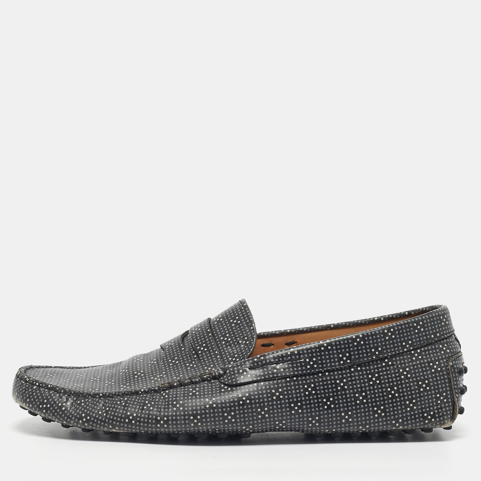 

Tod's Two Tone Leather Slip On Driver Loafers Size 44.5, Grey