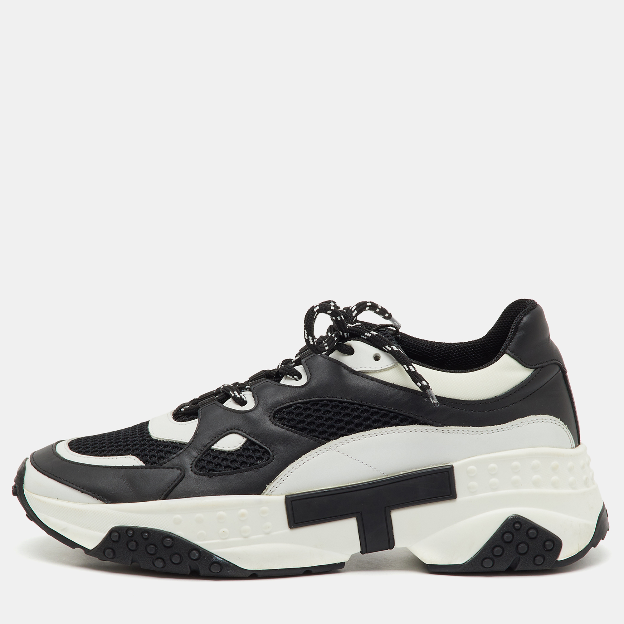 

Tod's Black/White Mesh and Leather Active Sportivo 57b Chunky Sneakers Size 42