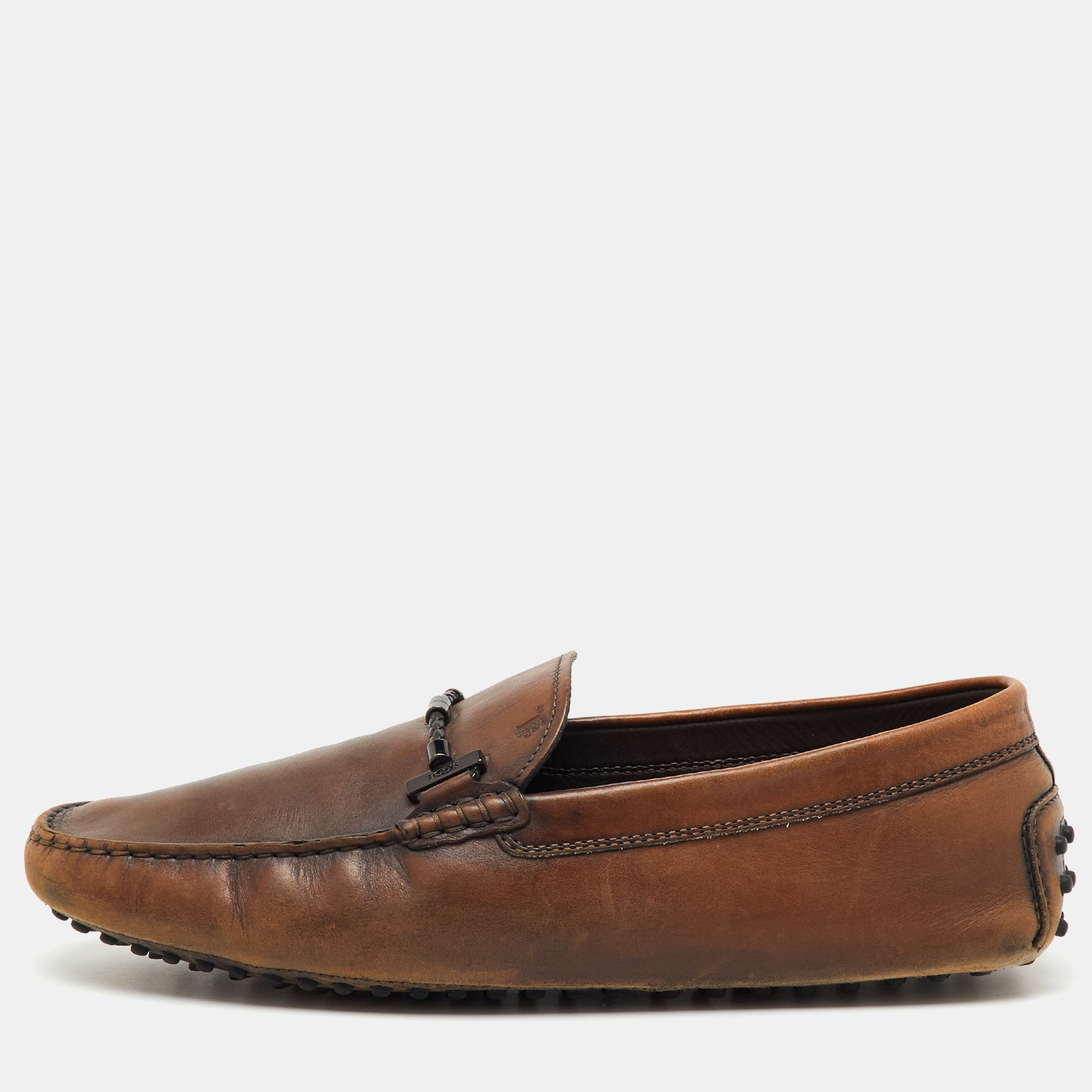 

Tod's Dark Brown Leather Slip On Driving Loafers Size 45