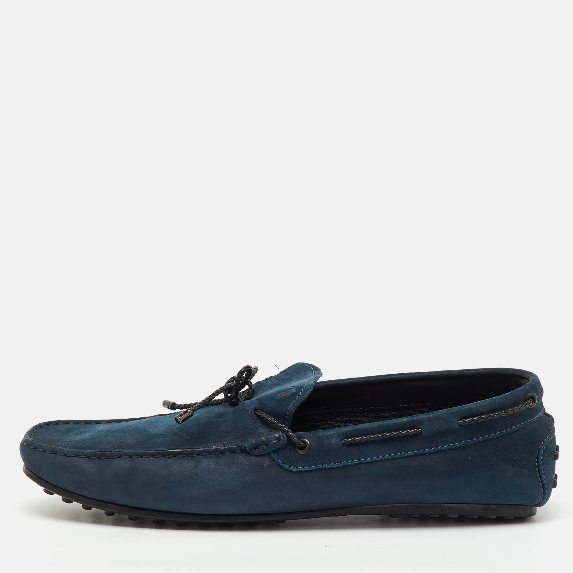 

Tod's Navy Blue Nubuck Leather Slip On Loafers Size 45