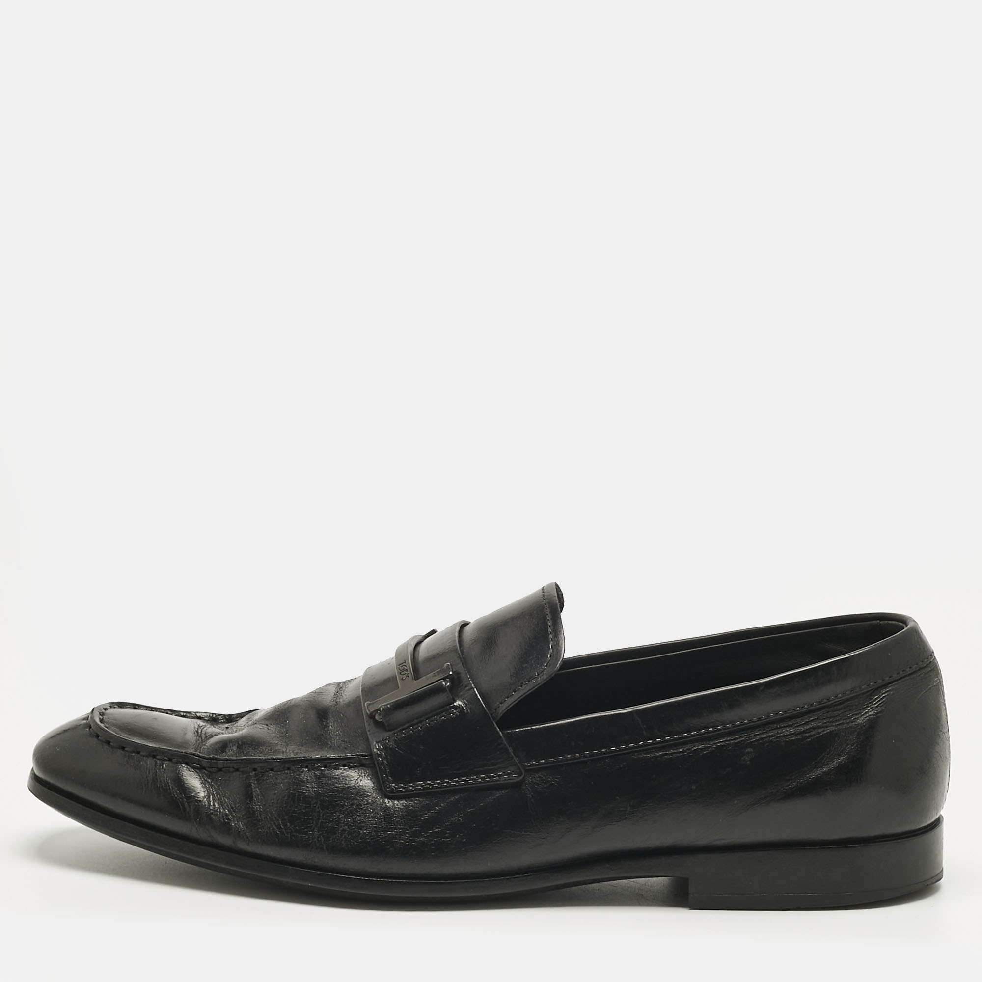 

Tod's Black Leather Slip On Penny Loafers Size 44.5