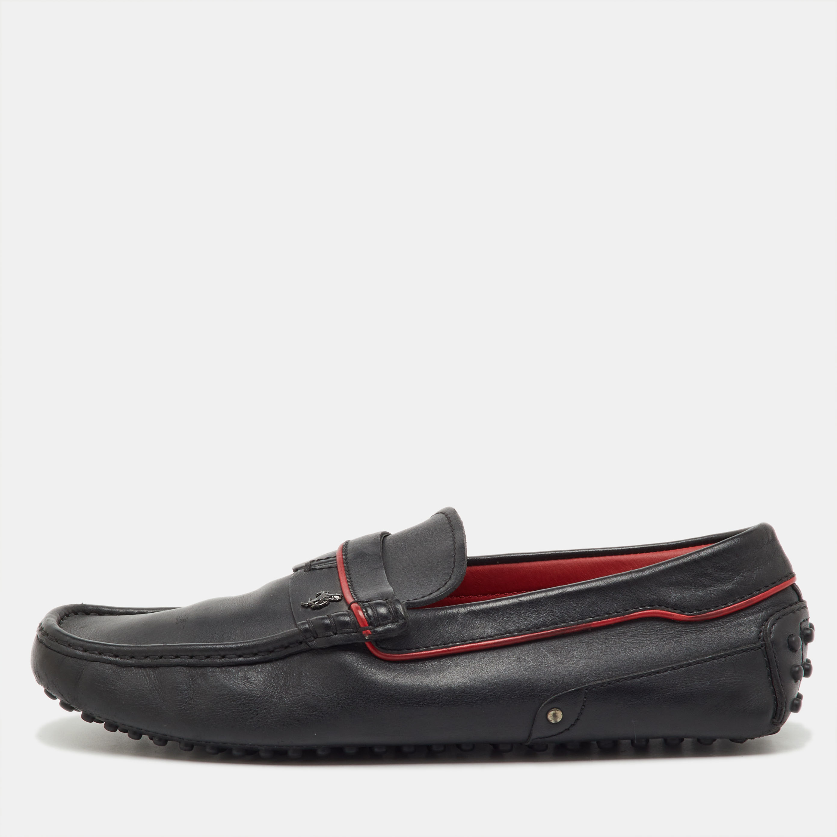 

Tod's For Ferrari Black Leather Slip On Loafers Size 41