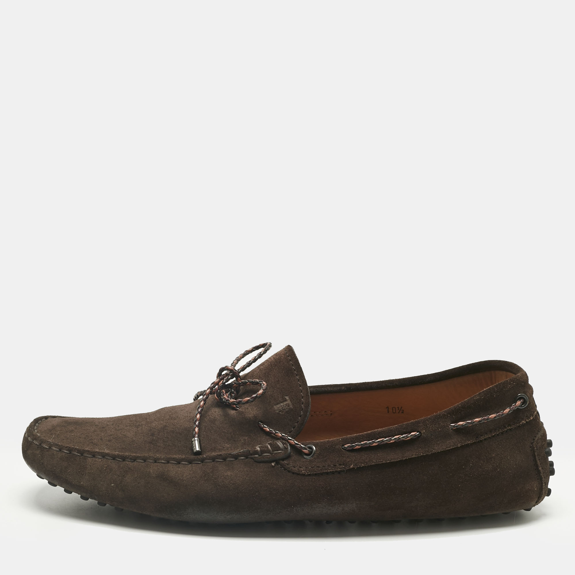 

Tod's Brown Suede City Gommino Bow Loafers Size 45