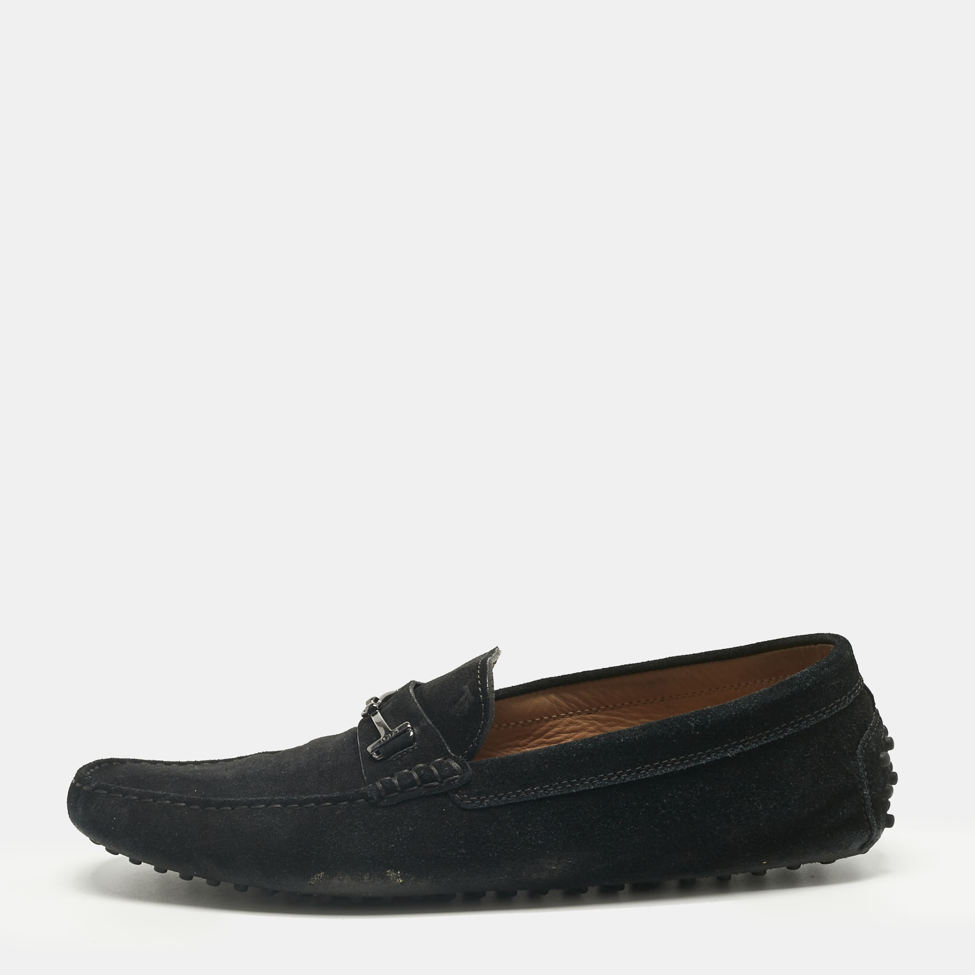 

Tod's Black Suede Double T Loafers Size 46.5