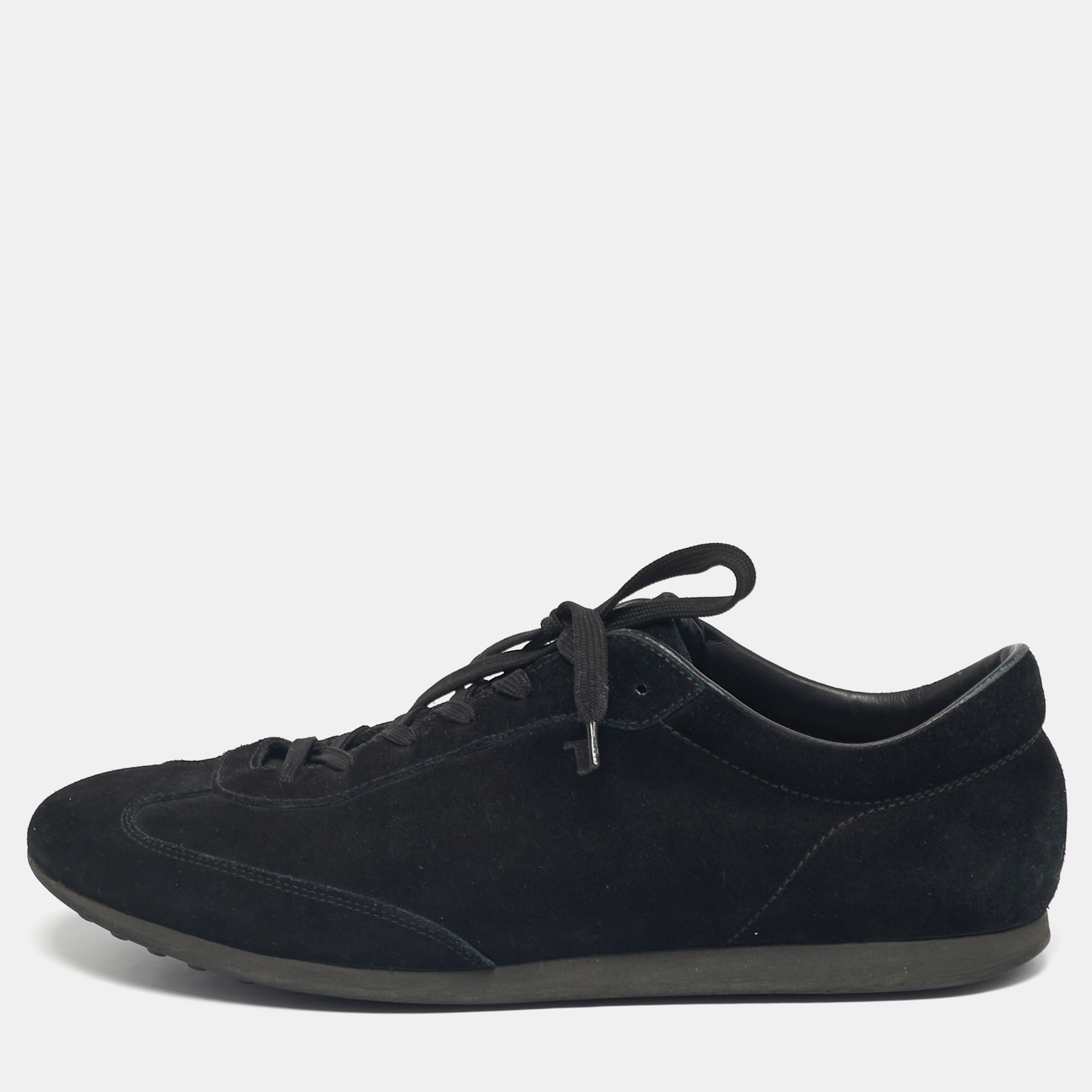 

Tod's Black Suede Lace Up Sneakers Size 47.5