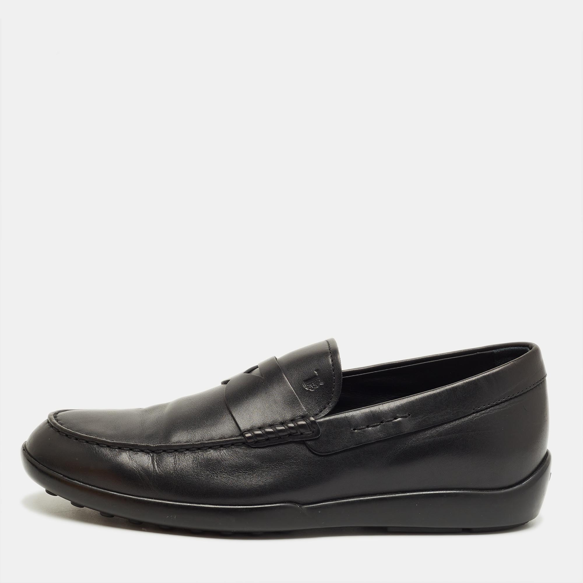 

Tod's Black Leather Slip On Loafers Size 41