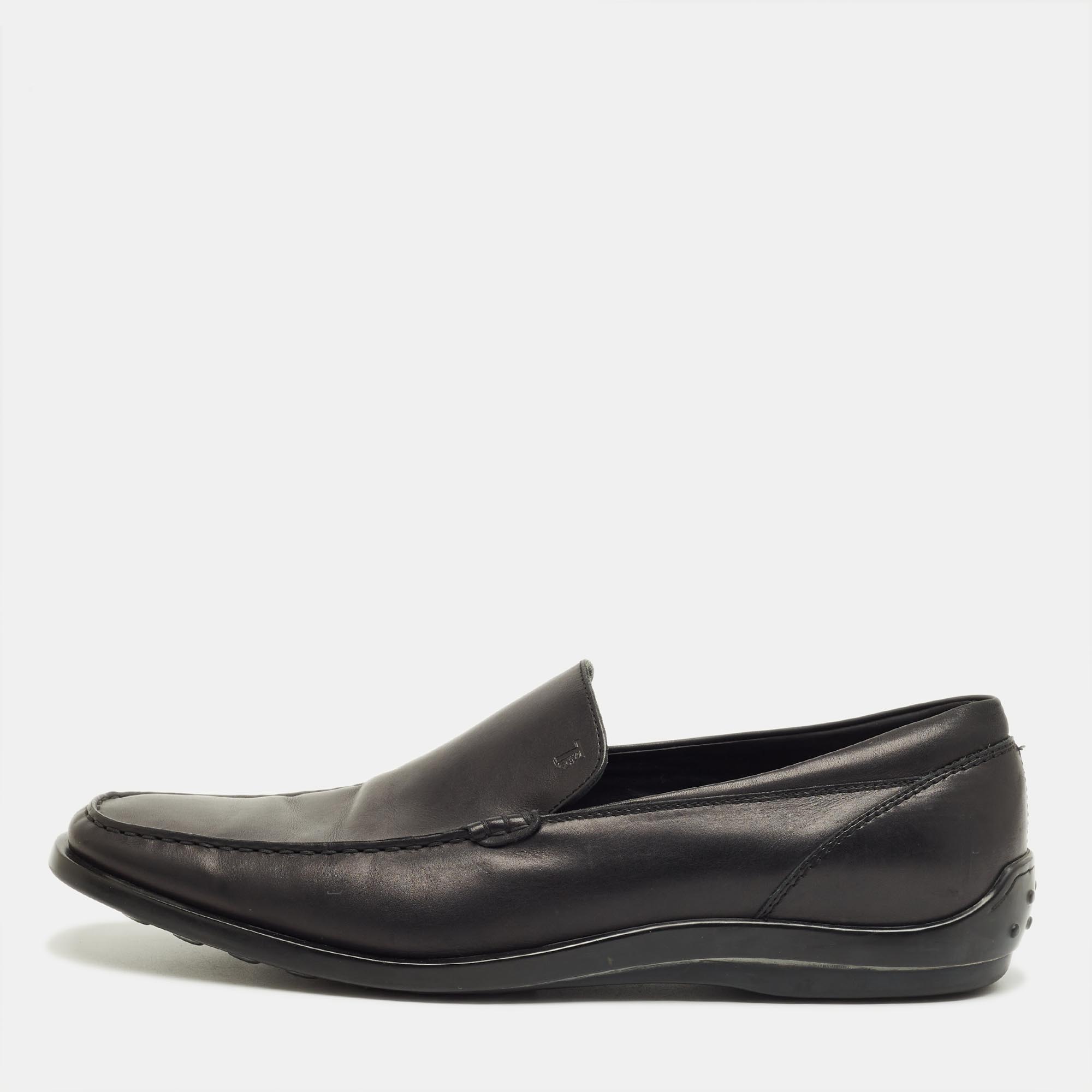 

Tod's Black Leather Slip OnPenny Loafers Size 47.5