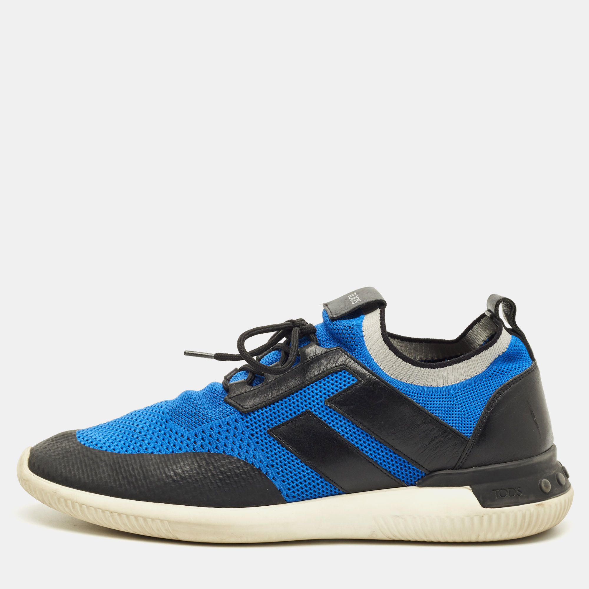 

Tod's No Code Size 43 Blue/Black Knit Fabric and Leather Low Top Sneakers