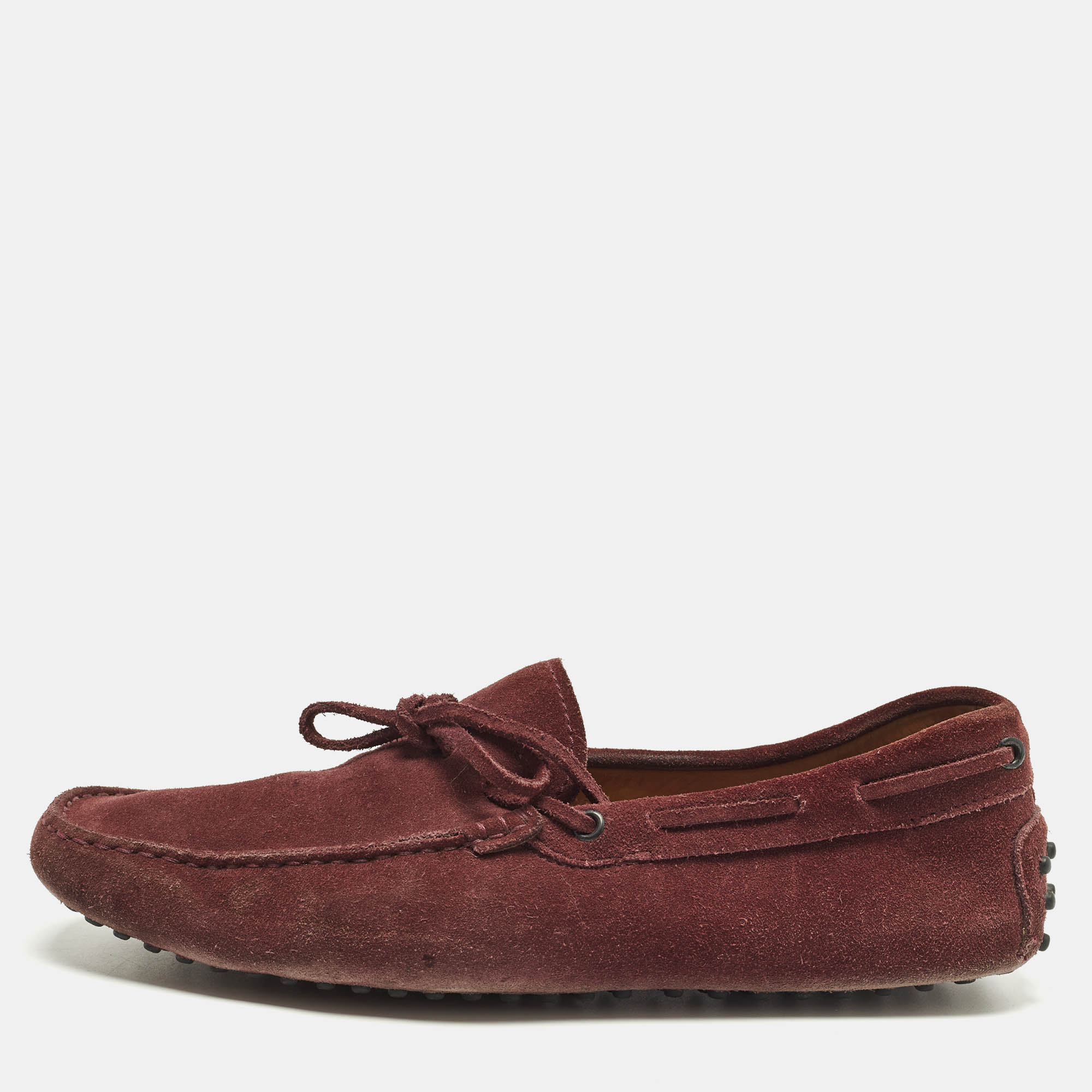 

Tod's Size 43 Burgundy Suede Slip On Loafers