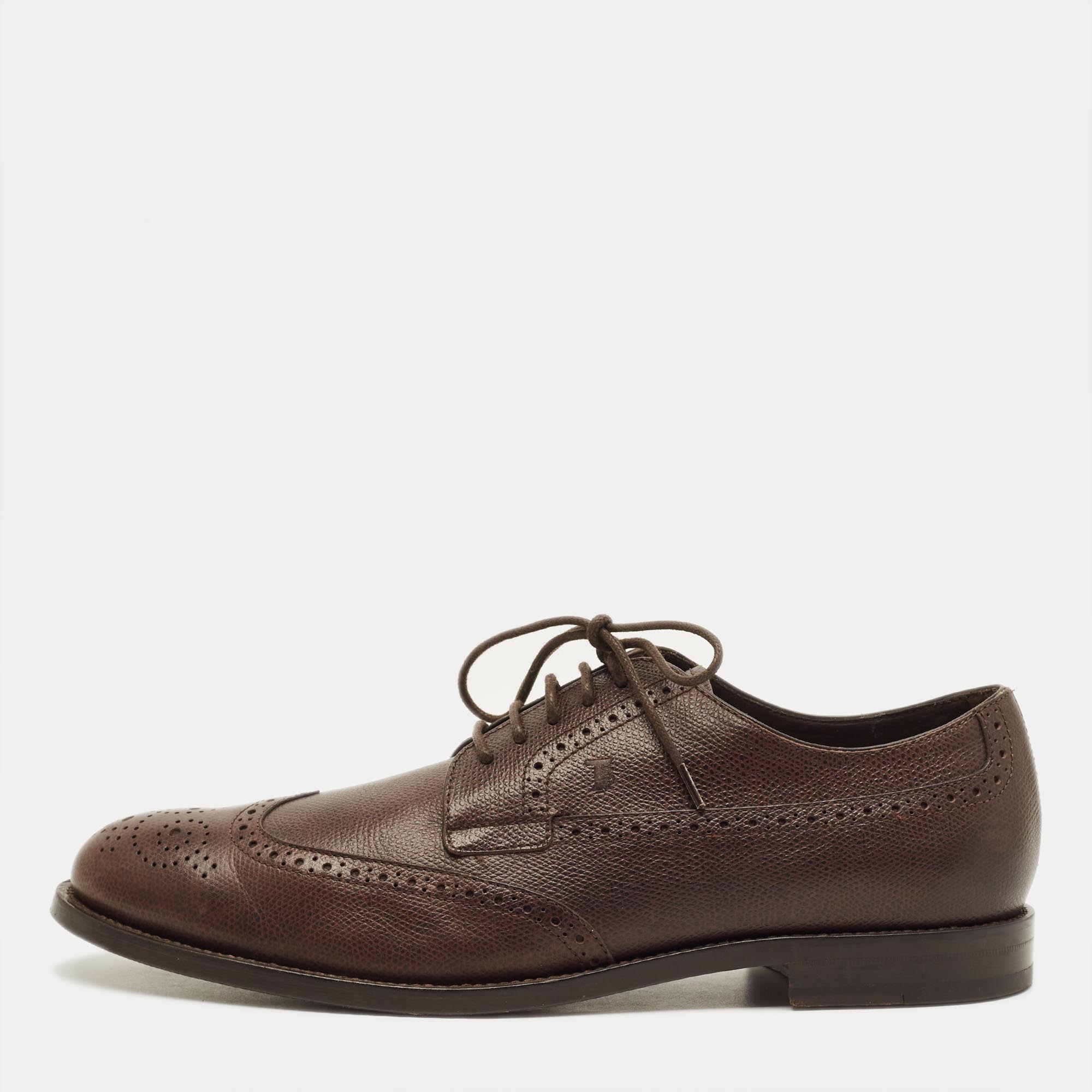 

Tod's Size 42.5 Brown Leather Brogue Derby