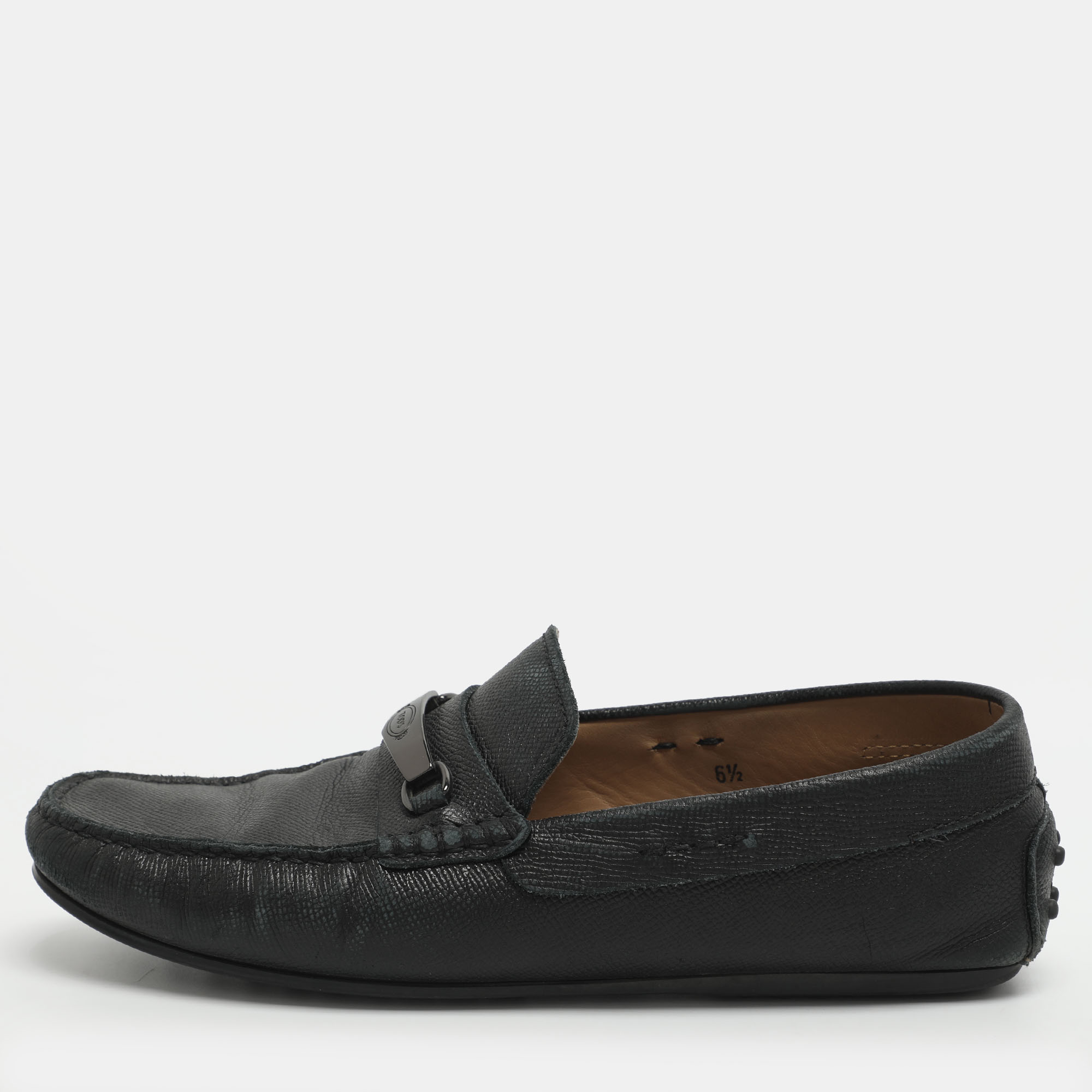 

Tod's Size 40 Black Leather Loafers