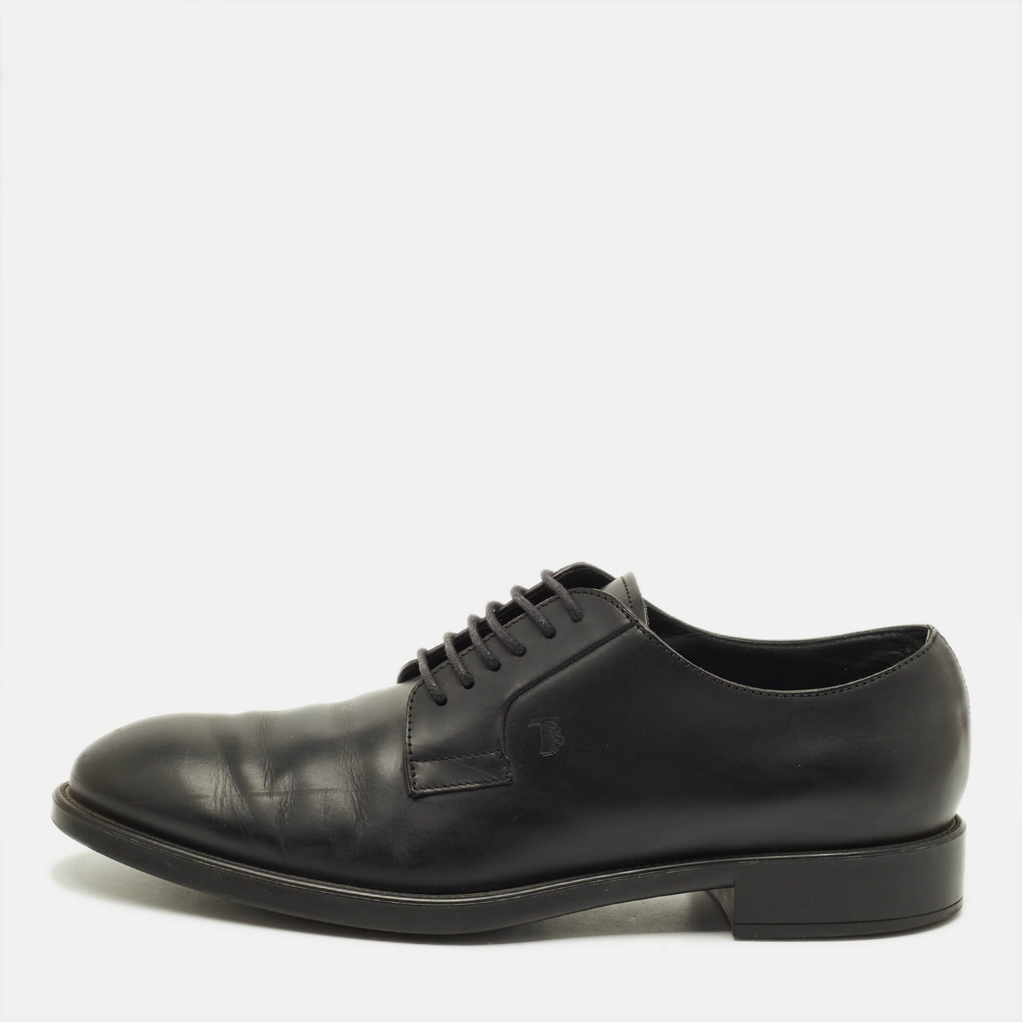 

Tod's Size 43.5 Black Leather Lace Up Derby