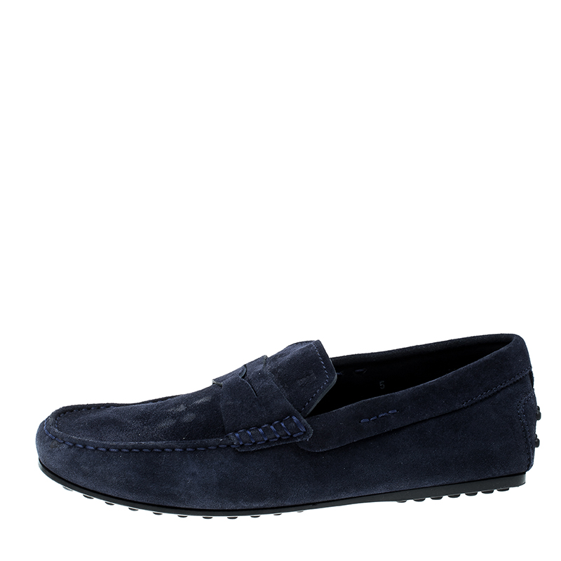 

Tod's Blue Suede Penny Loafers Size