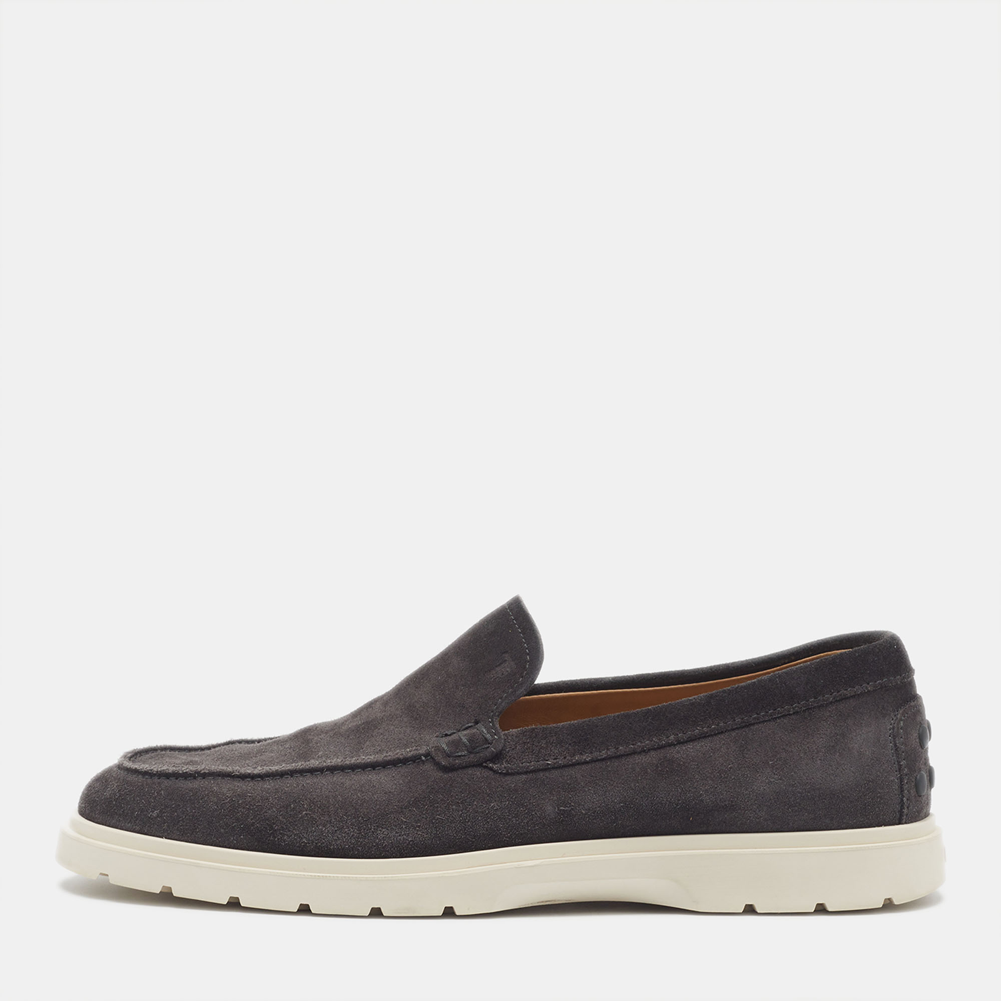 Tods Size 41 Navy Blue Suede Loafers