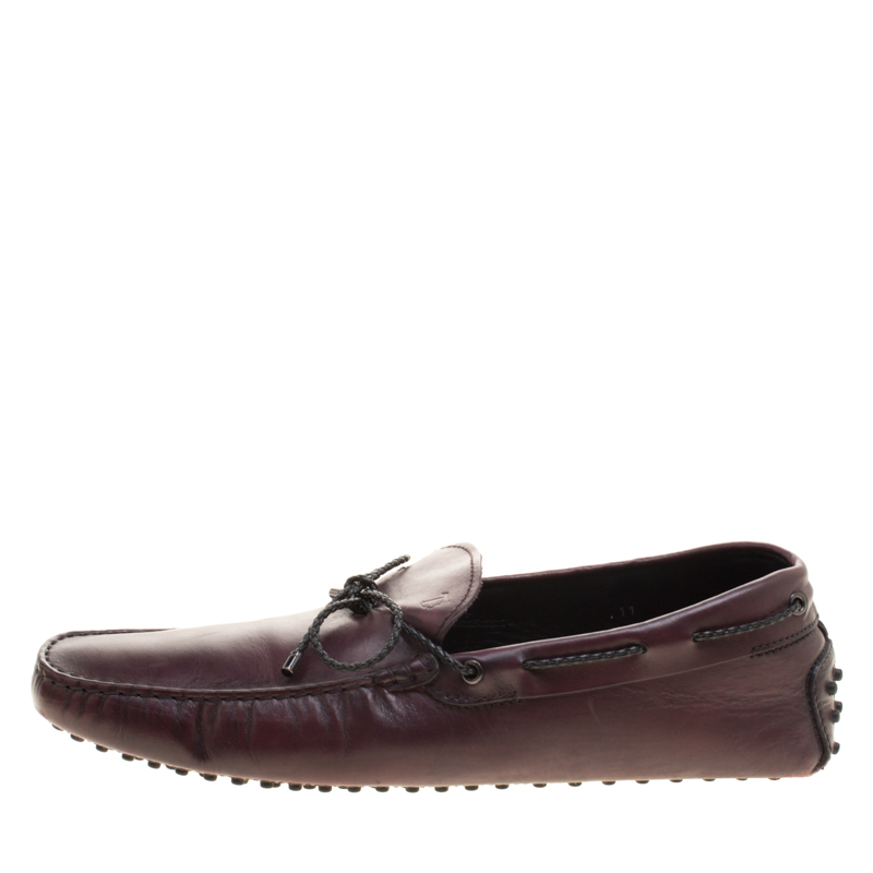 

Tod's Maroon Leather Contrast Braided Bow Loafers Size, Brown