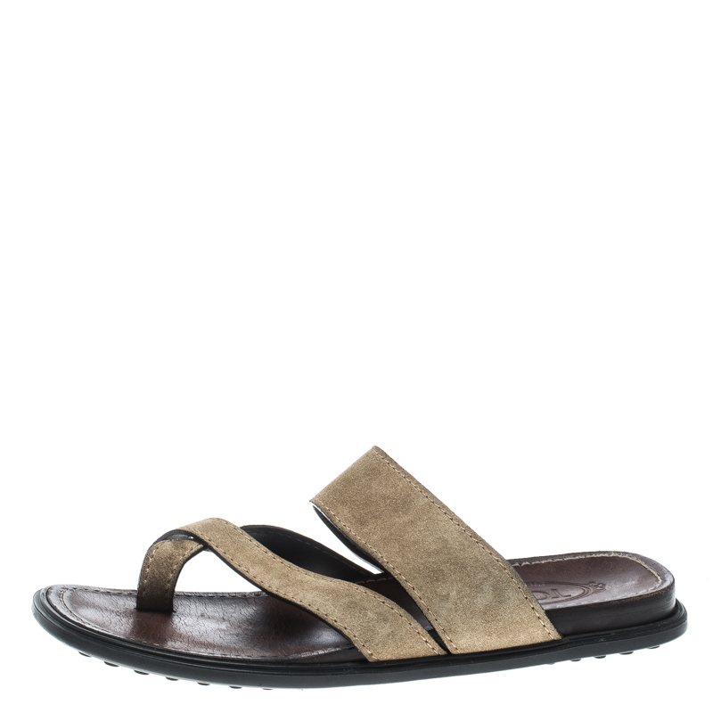 

Tod's Beige Suede Cross Strap Sandals Size