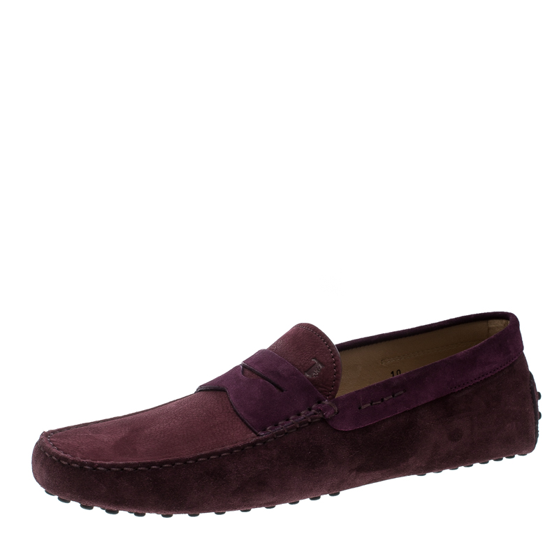 Pre Owned Tod's Purple Suede Penny Loafers Size 44.5