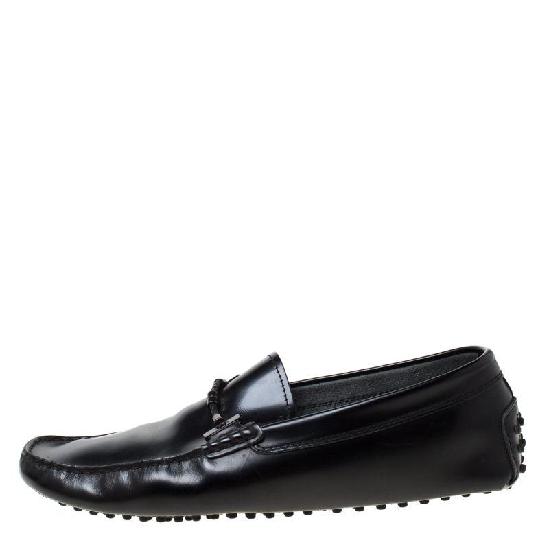 

Tod's Black Leather Gommino Loafers Size