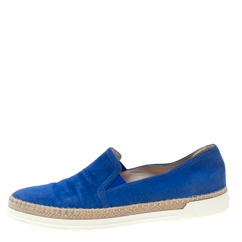 

Tod's Blue Suede Espadrille Slip On Sneakers Size