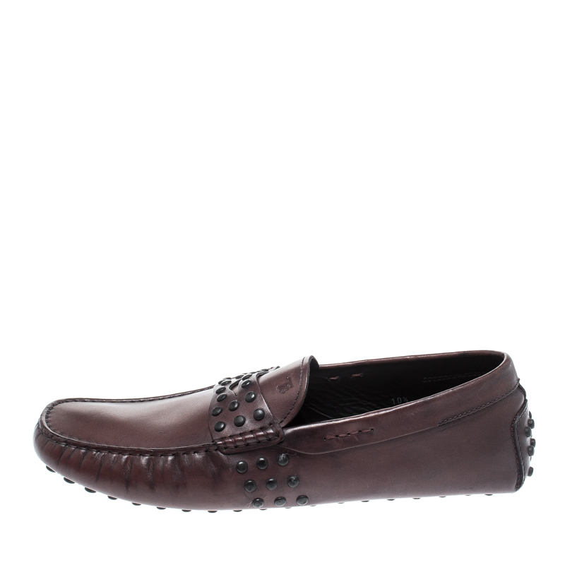 

Tod's For Ferrari Dark Brown Leather Penny Loafers Size