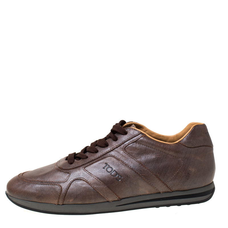 

Tod's Dark Brown Leather Low Top Sneakers Size
