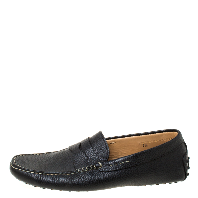 

Tod's Black Leather Penny Slip On Loafers Size
