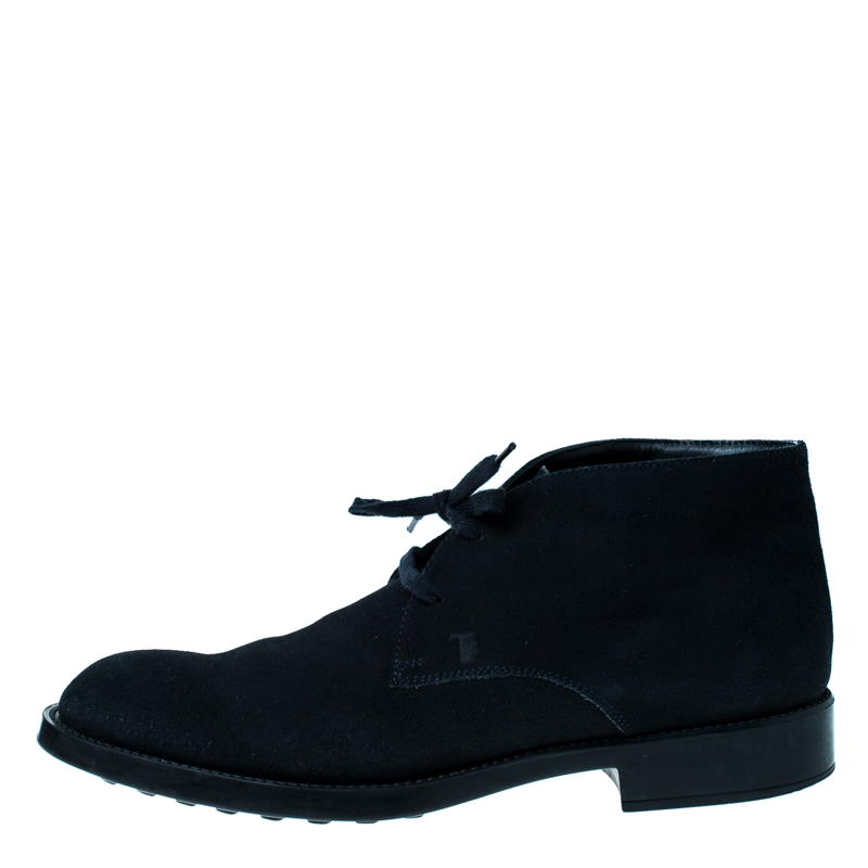 

Tod's Dark Blue Suede Lace Up Desert Boots Size