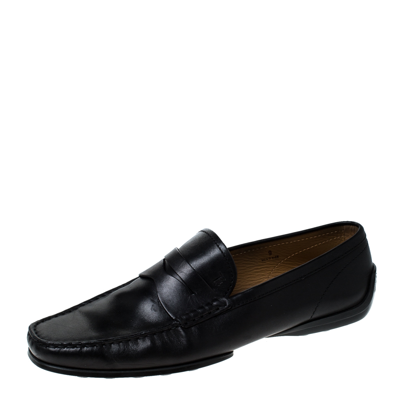 Tod’s Black Leather Penny Loafers Size 43