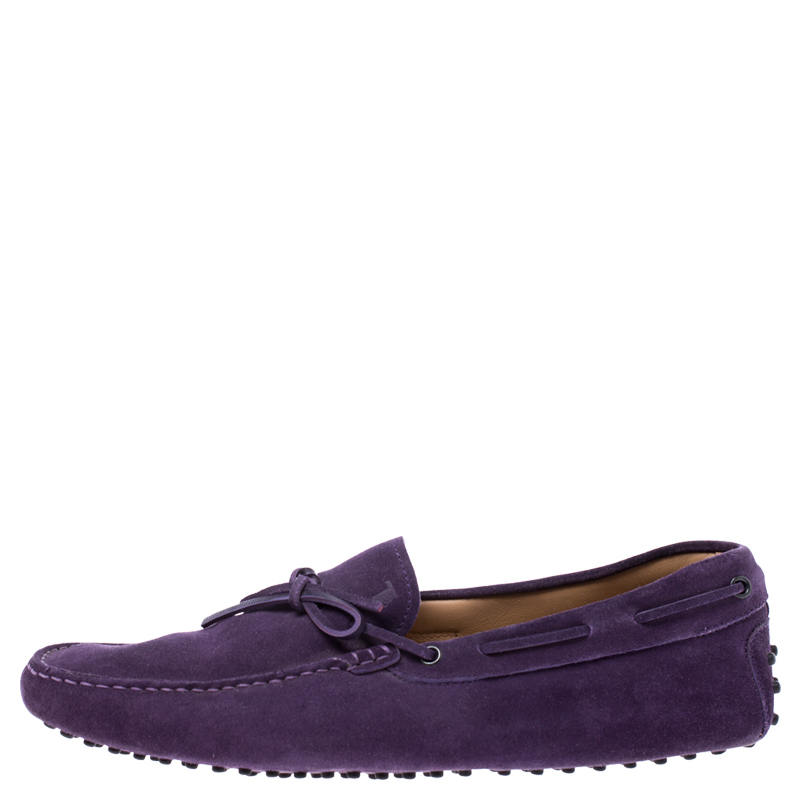 

Tod's Purple Suede Leather Bow Slip On Loafers Size