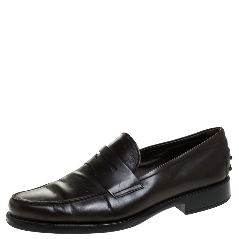 مملوكة مسبقًا حذاء لوفرز تودز جلد بني سليب أون مقاس 44