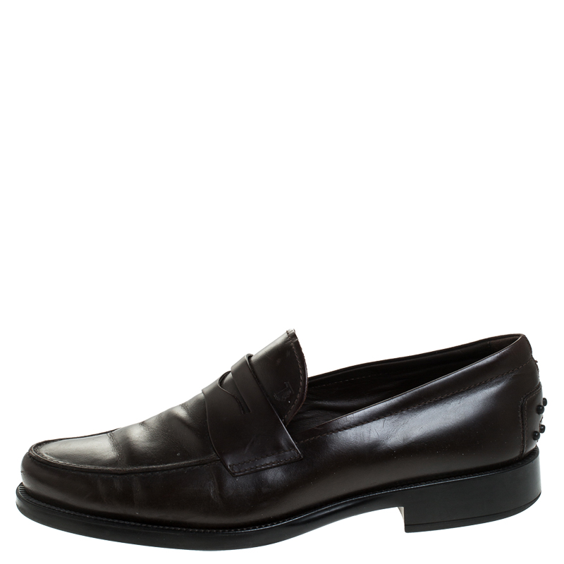 

Tod's Brown Leather Penny Slip On Loafers Size