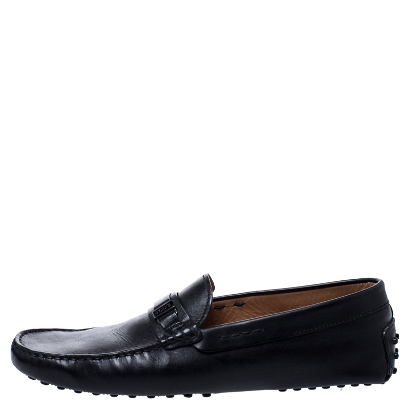 

Tod's Black Leather Gommino Loafers Size