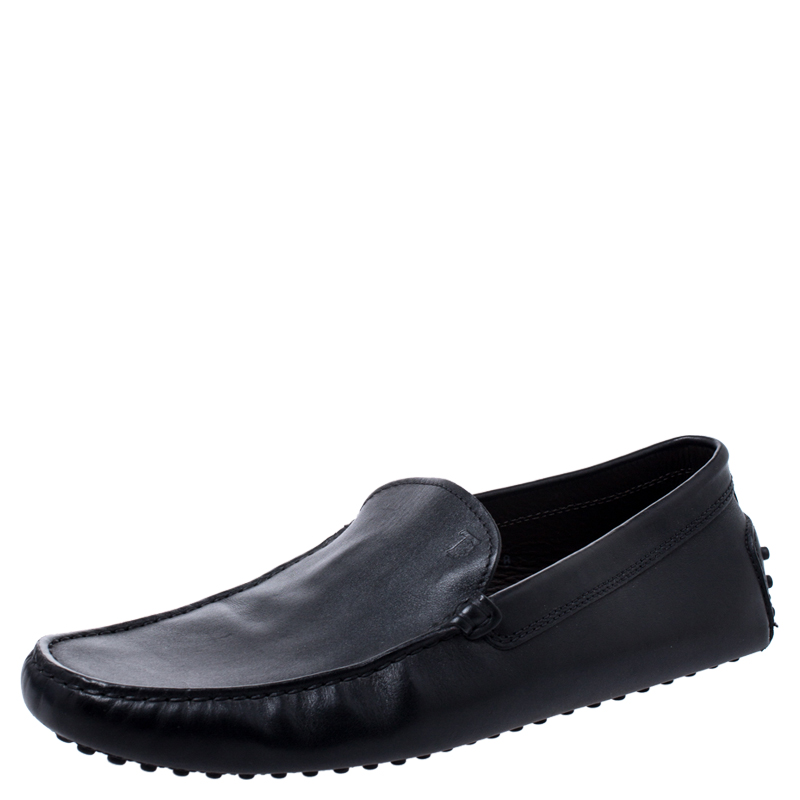Pre Owned Tod's Black Leather Gommino Loafers Size 42