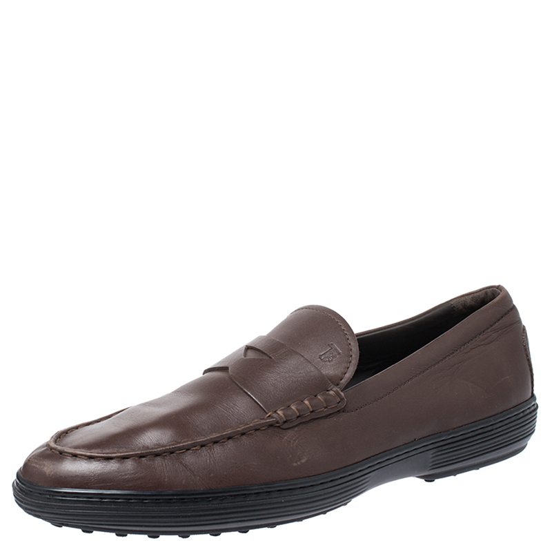 

Tod's Brown Leather Slip On Penny Loafers Size 44
