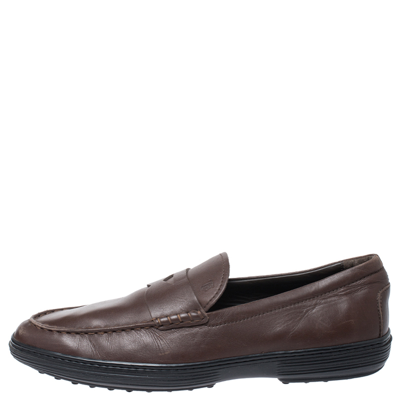

Tod's Brown Leather Slip On Penny Loafers Size